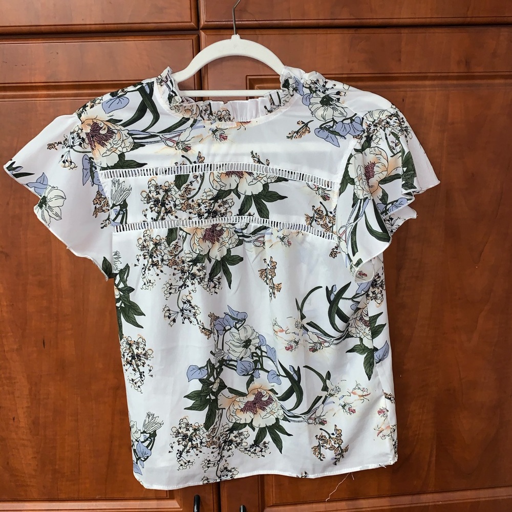 high neck floral blouse